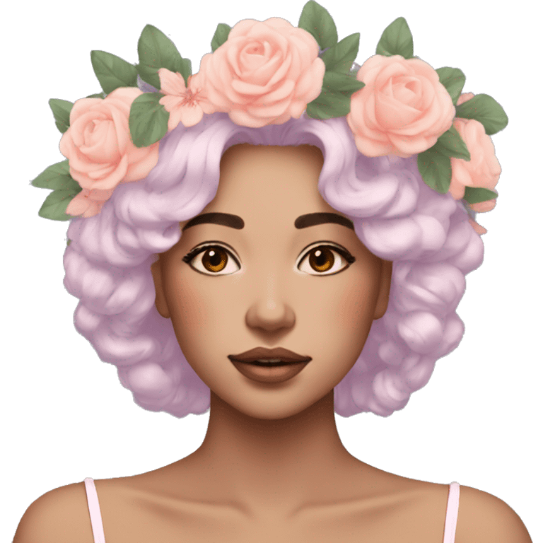 Gorgeous Pastel Lady with a flower crown aesthetic trending style emoji