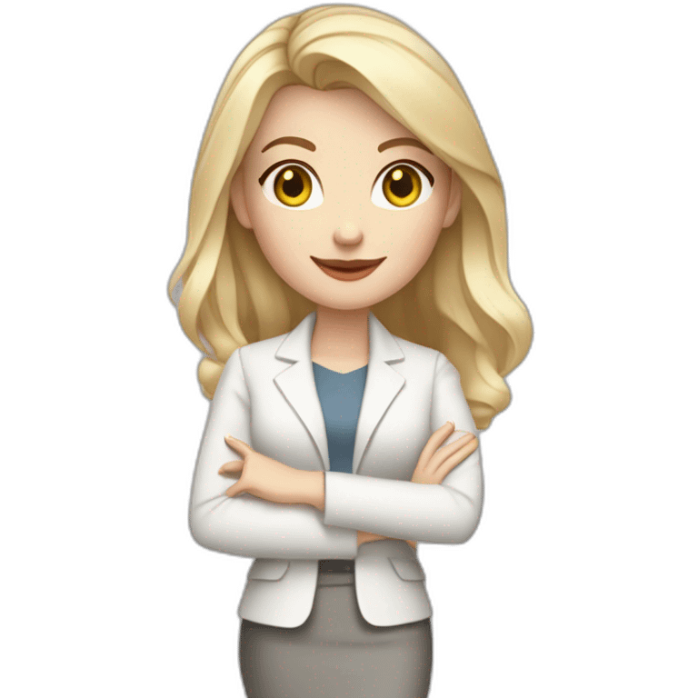 pale skin woman interior designer with cold blonde middle length hair, gray eyes, White classical jacket, blouse, Gray skirt holding a color palette in the hands emoji