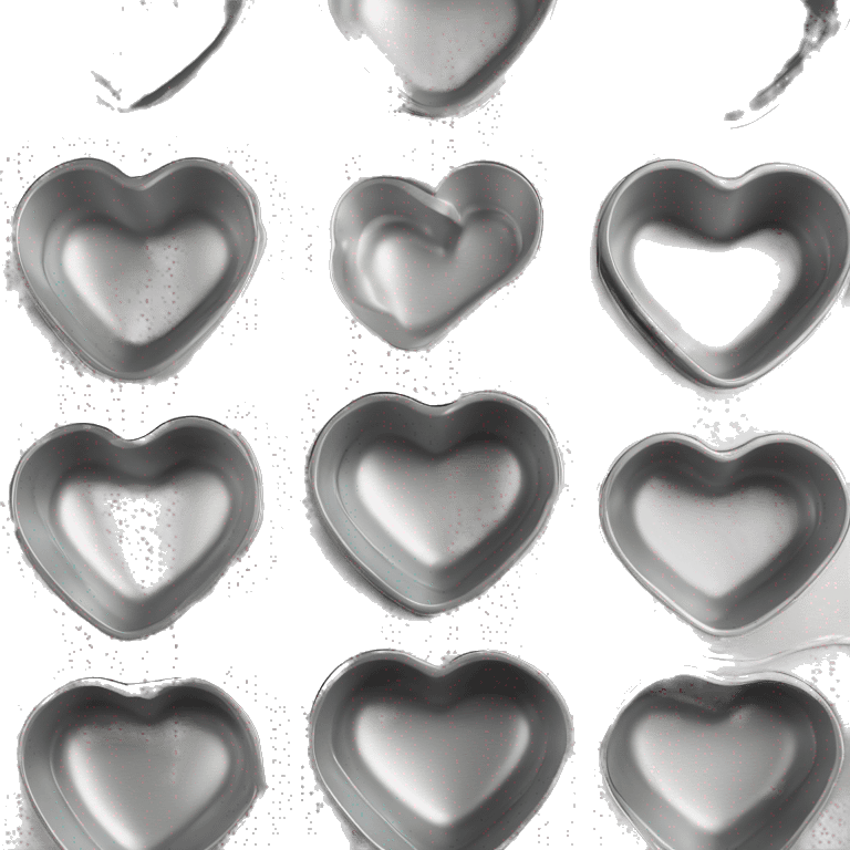 Realistic flat silver metallic heart shaped muffin pan emoji