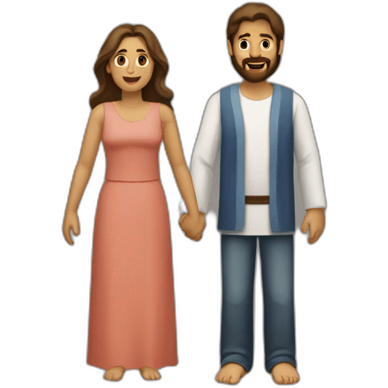 Jesús abrazando a un hombre y mujer emoji