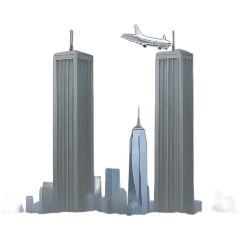 twin towers and a plane emoji