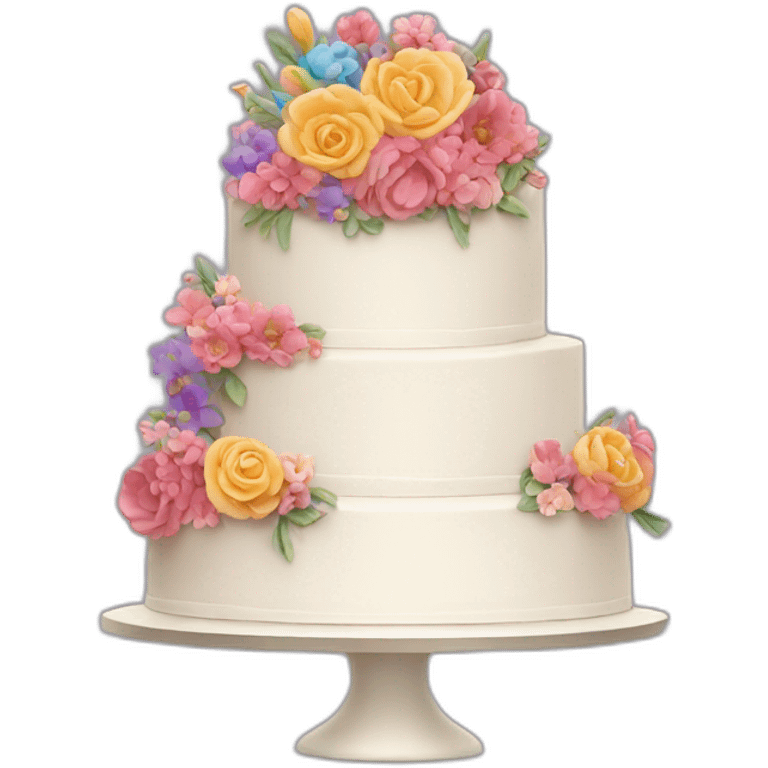 wedding cake with colorful flowers emoji