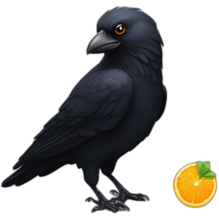 Corbeau noir qui boit du fanta emoji