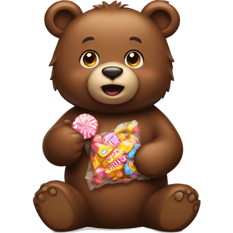 brown bear holding candy can emoji