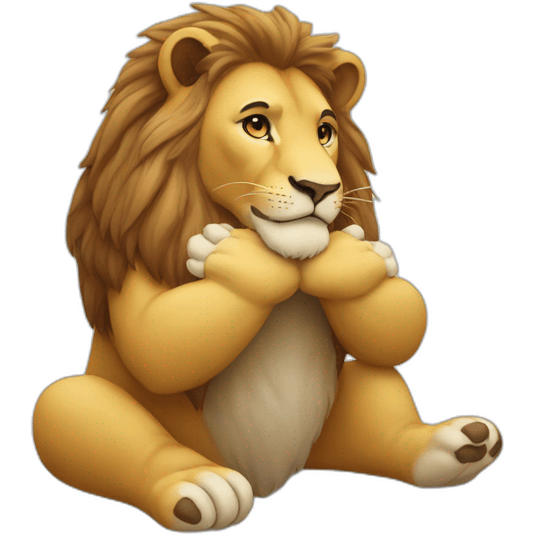 lion praying paws together looking up emoji