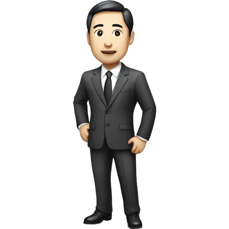 rich chinese man with narrow eyes full length in suit emoji