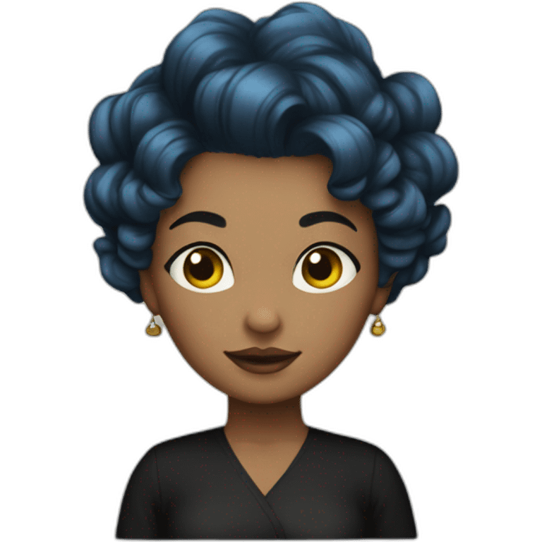 mommy blue hair in black full skirt emoji