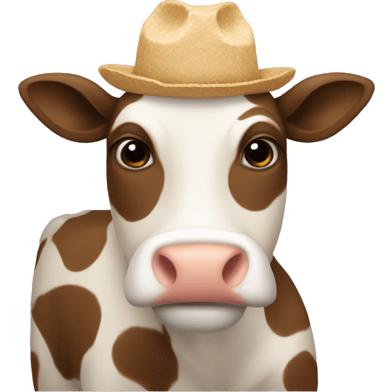 Una vaca con un sobrereo emoji