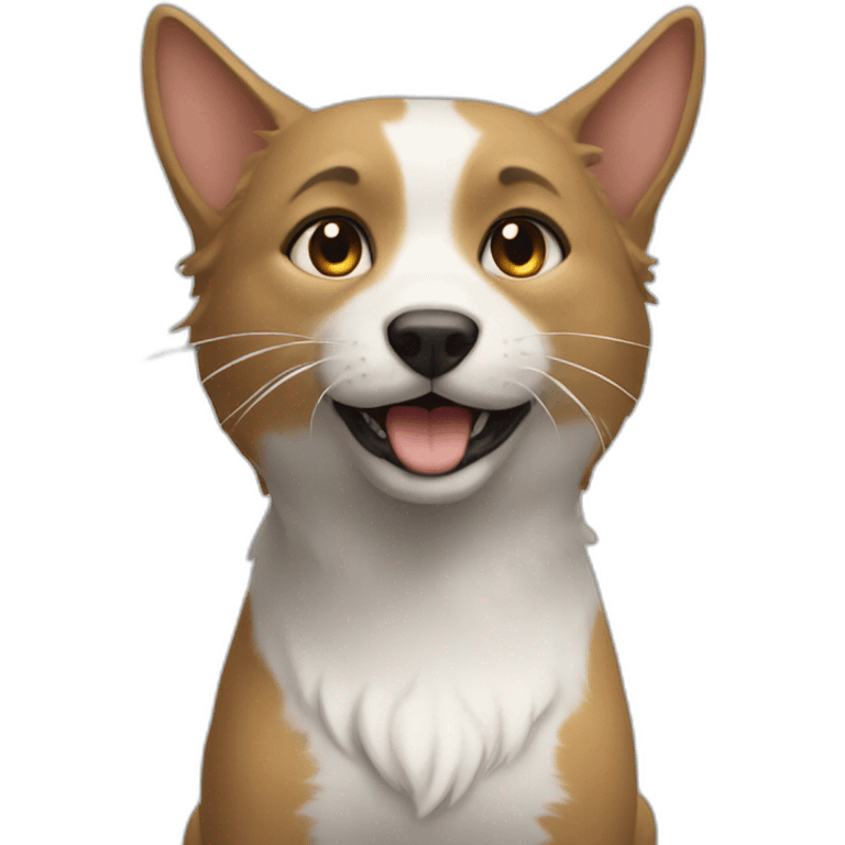 Un chat sur un chien emoji