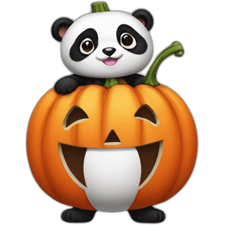 panda dressed as a pumpkin costume emoji