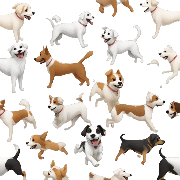 Pack of different breed dogs running emoji