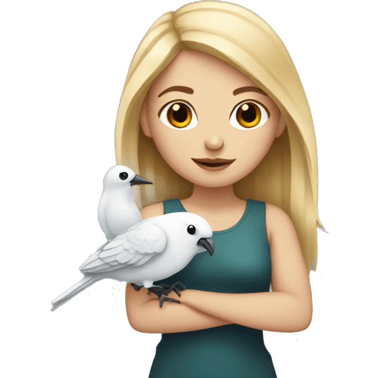 White Girl with bird  emoji