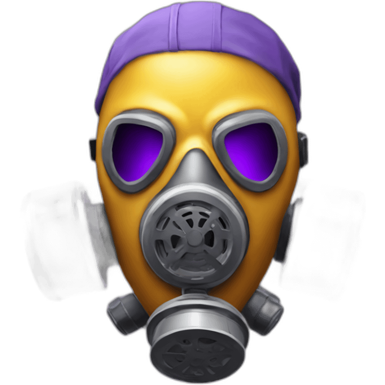 gas mask strong guy with purple fire emoji