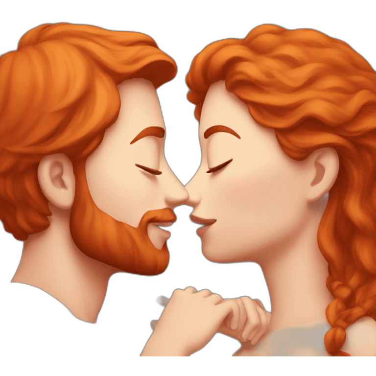 red head girl kissing a guy emoji