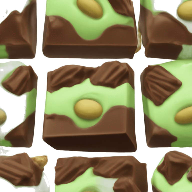 A Piece of Dubai chocolate filled with Green pistachio mousse  emoji