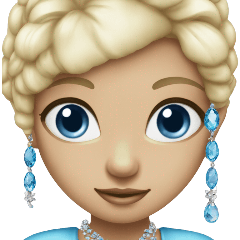 elegant girl with jewelry and blue eyes emoji