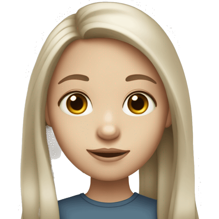 Girl with white skin tone, big eyes, small lips, big nose, long hair
 emoji