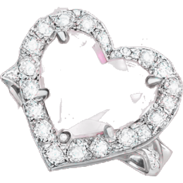 Diamond silver  ring light pink heart emoji