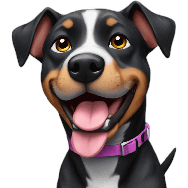 Black pitbull Australian cattle dog who is really excited you came home emoji