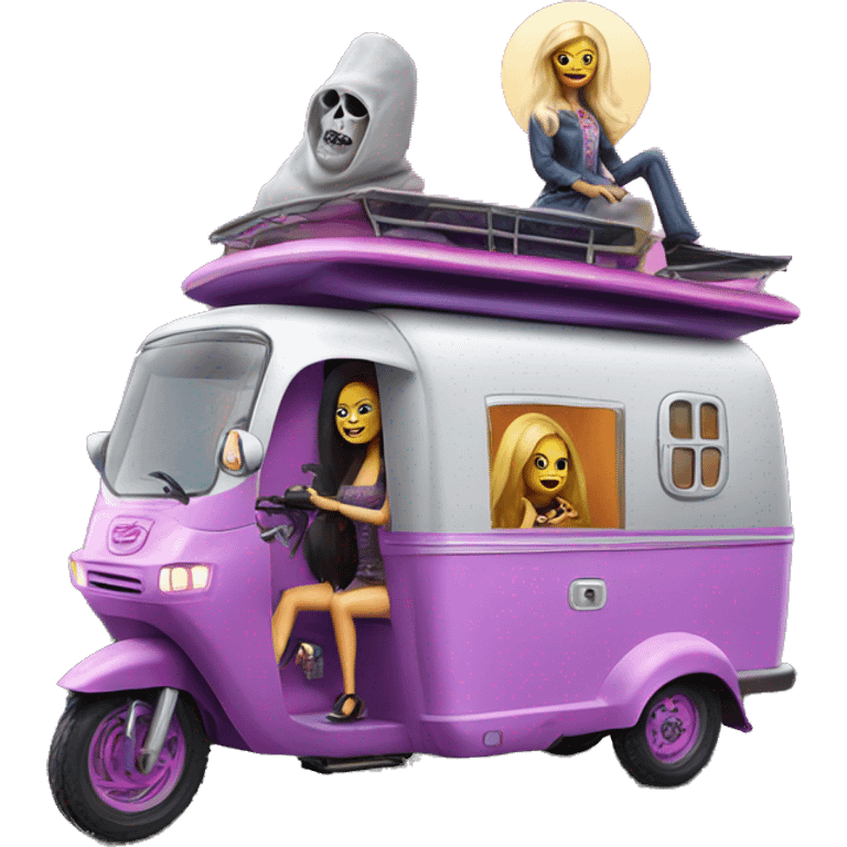 Haunted Barbie dream house Caravan motorbike tuk tuk  emoji