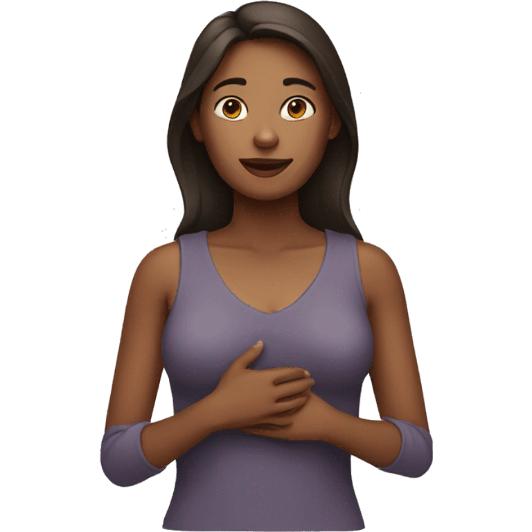 Woman with hand on the chest emoji