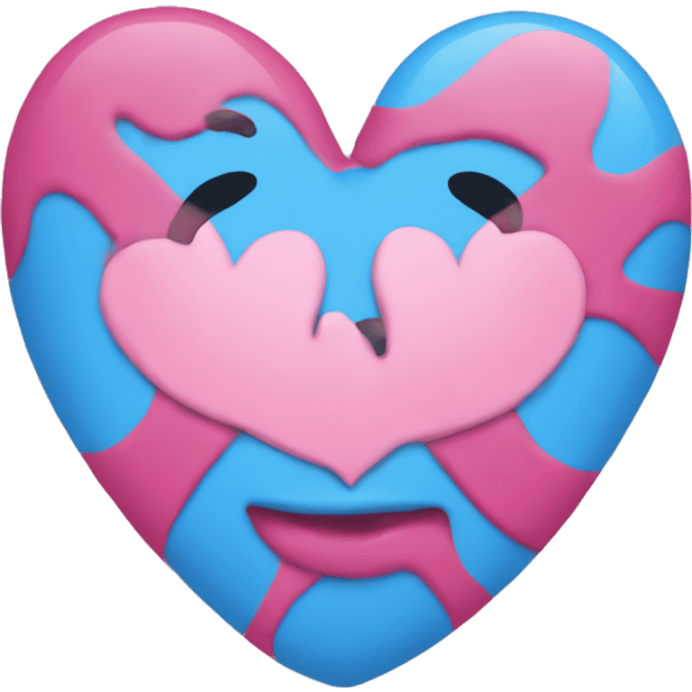 A half blue half pink heart emoji