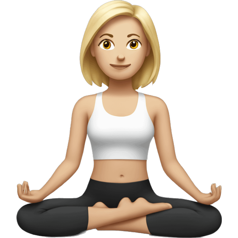 one white woman sitting in yoga pose emoji