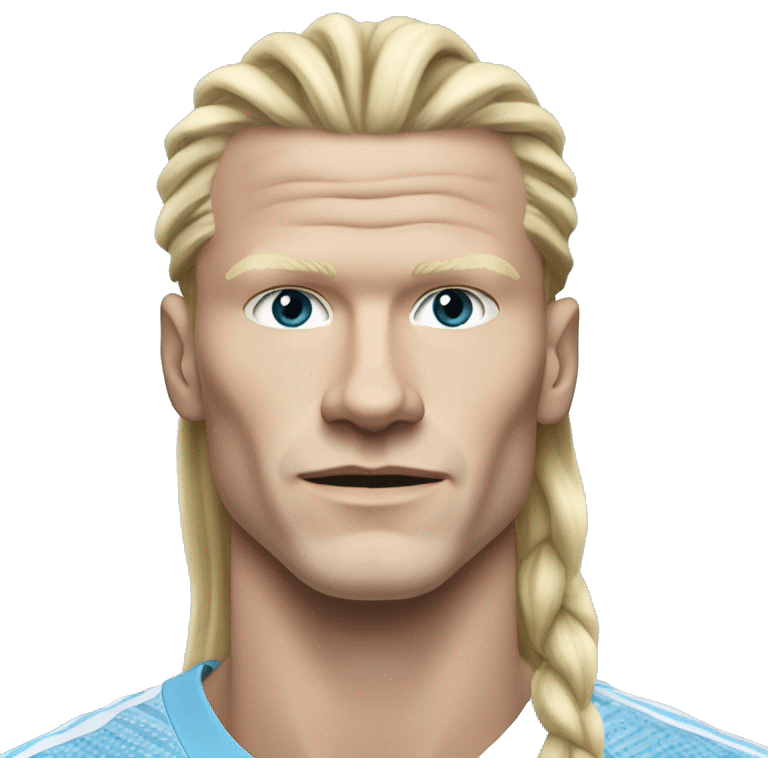 Erling Haaland with long hairs Manchester City emoji