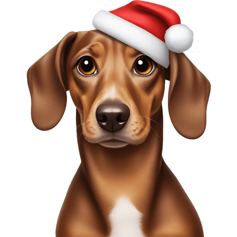 Weiner dog wearing Santa hat  emoji