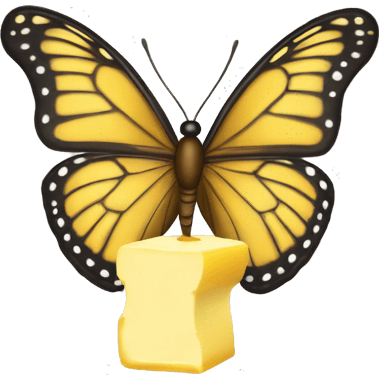 Butterfly pooping on a stick of butter emoji