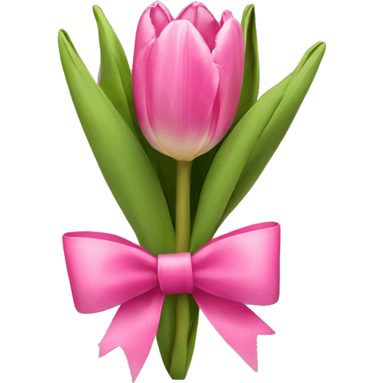 Pink tulips with a bow emoji