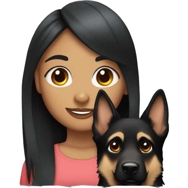 Black hair light skin girl with German shepherd  emoji