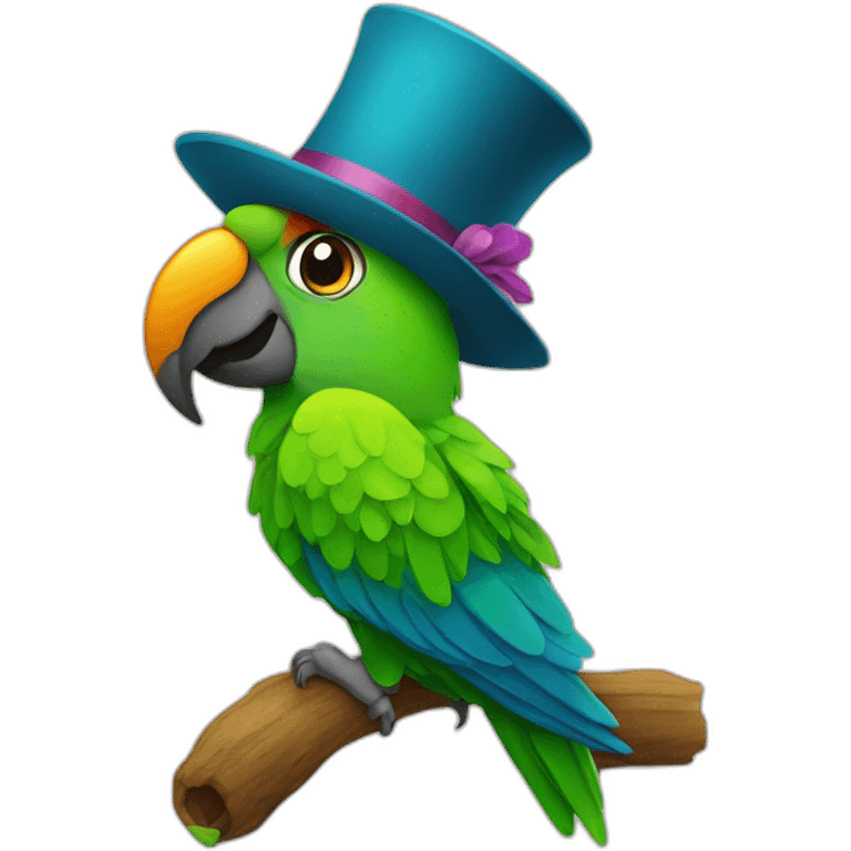 parrot with hat emoji