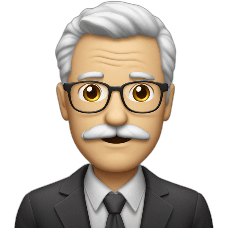 Hombre 65años calvo bigote bat a y gafad emoji