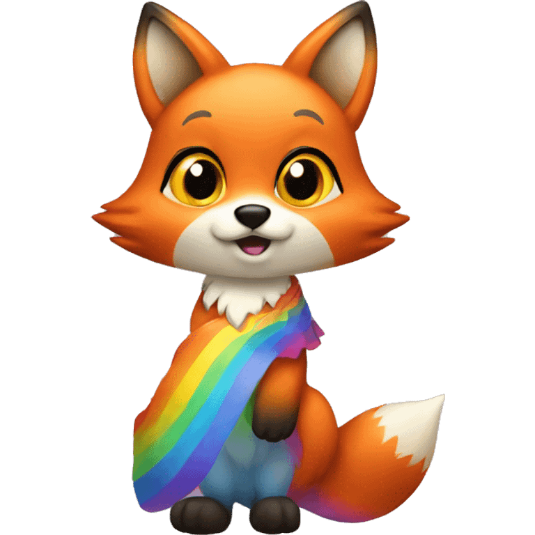 A fox wearing a rainbow dress  emoji