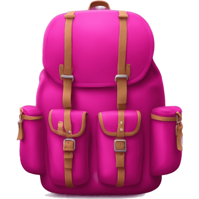 Realistic fuschia camping backpack isolated. emoji