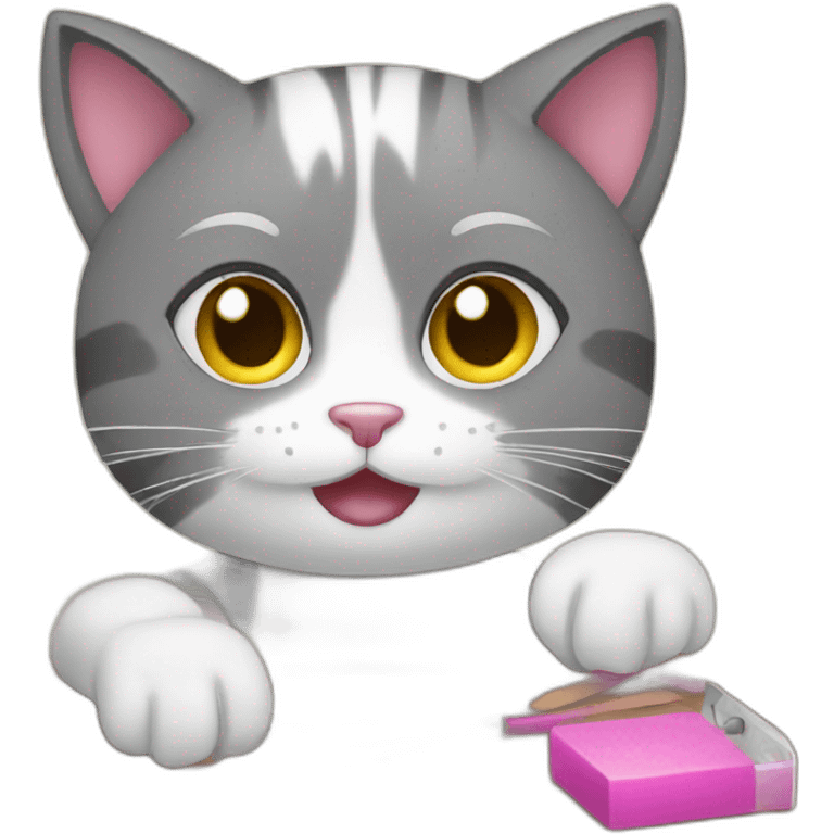 Kitty making nails emoji