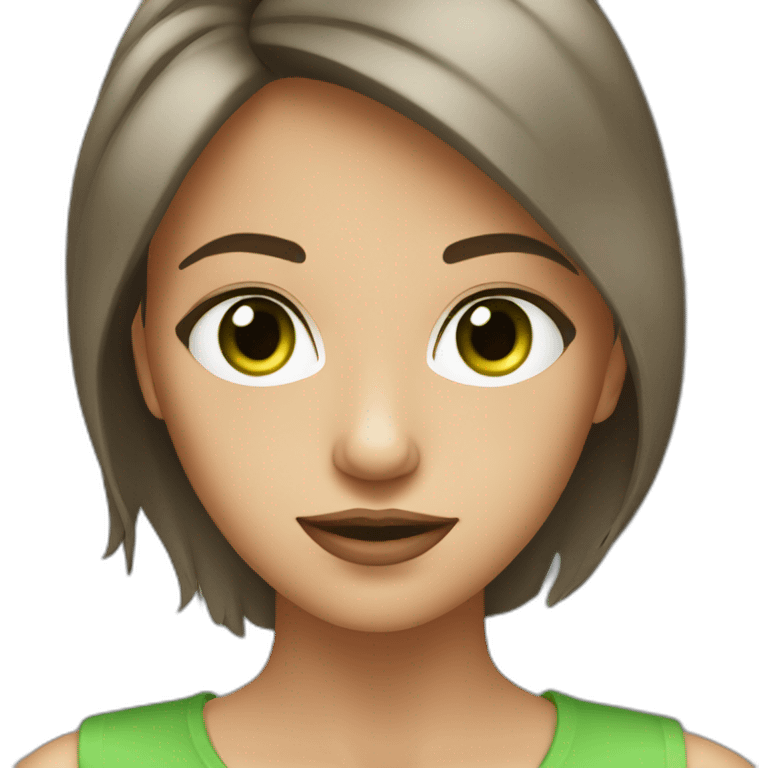 Femme brune avec yeux vert emoji