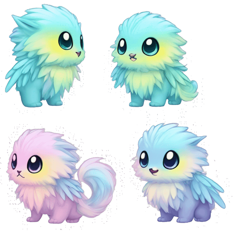 Shiny Innocent Shy Baby Sparkly Colorful Pastel Fluffy beautiful fantasy Kawaii Ethereal Sona Fakemon-animal Full Body emoji