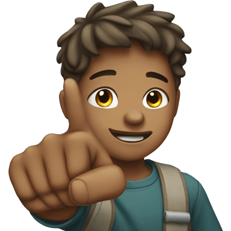 boy pointing to the sky from behind emoji