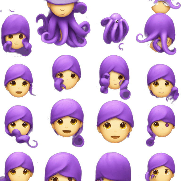 Purplehead girl with purple octopus on head emoji