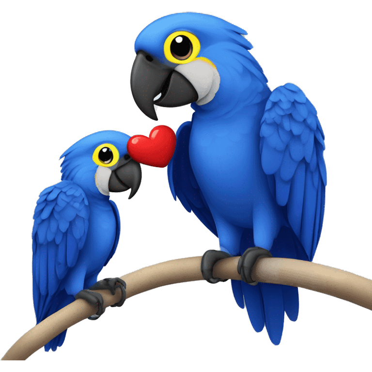 Hyacinth Macaw pair Full Body love with heart emoji