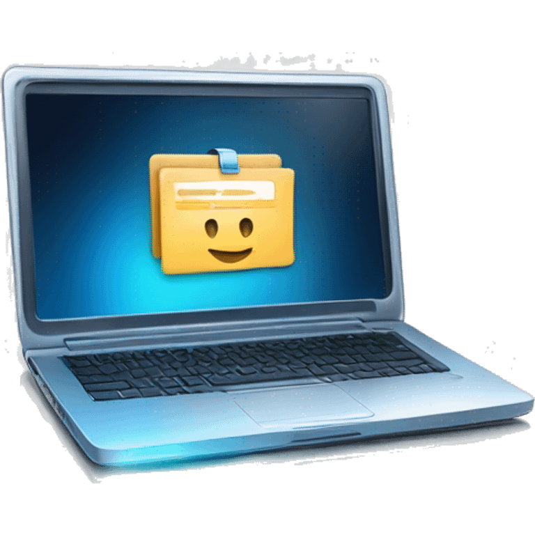 A sleek and modern laptop with a glowing screen displaying a certification badge. The badge should have a checkmark and a ribbon design, symbolizing IT certifications. Use clean lines and vibrant colors like blue and silver. emoji