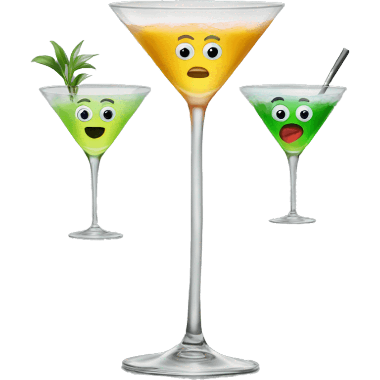 3 drinks in martini glass emoji