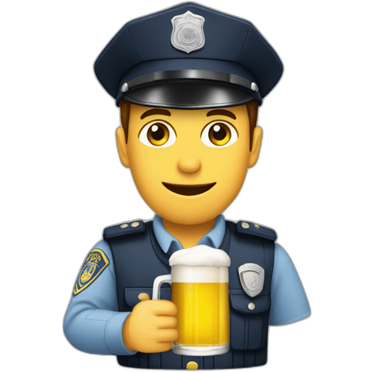 Policier qui boit une bière  emoji