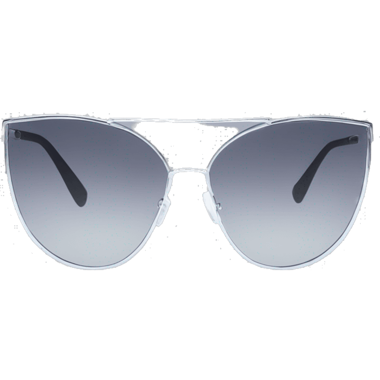 Y2K  Sports Sunglasses front view cat eye with silver frame emoji