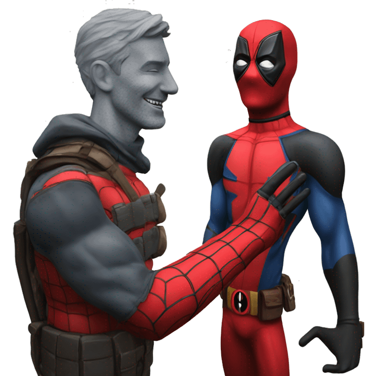 deadpool with spiderman high five emoji