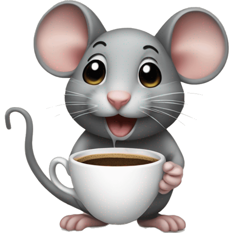 Mouse with coffe emoji