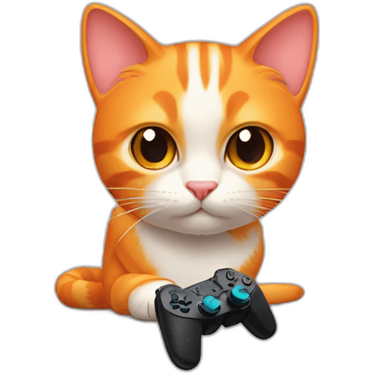 Orange cat with ps5 joystick  emoji