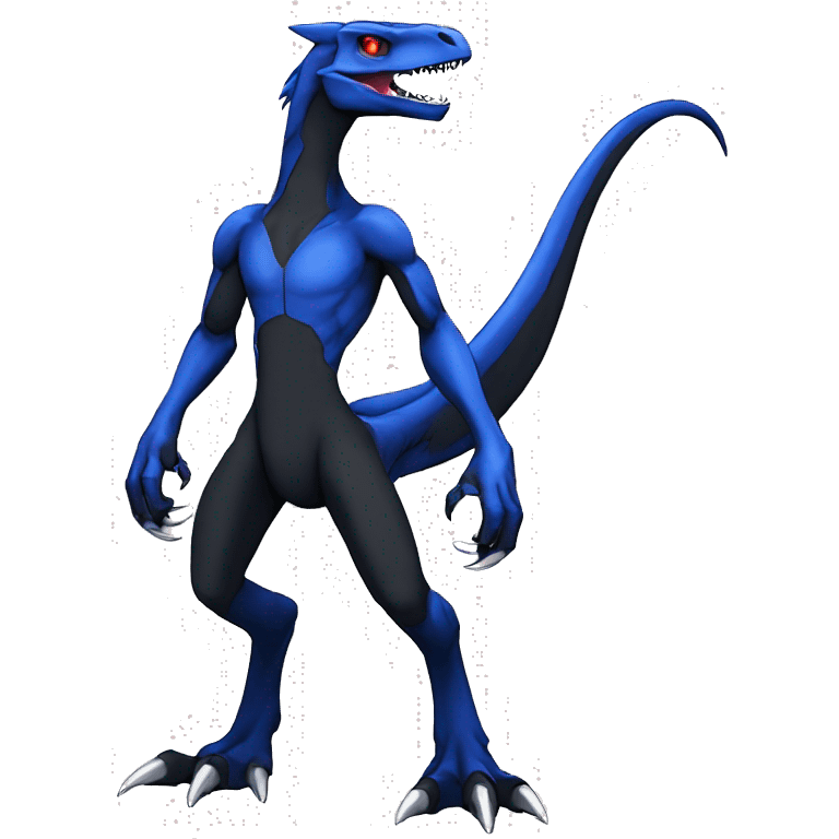  Cool Edgy Black Blue Digimon-Fakemon-Guilmon-Velociraptor-Dragon full body emoji